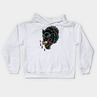 angry wolf Kids Hoodie